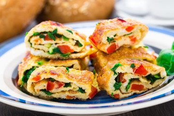 Omelet with vegetables and herbs