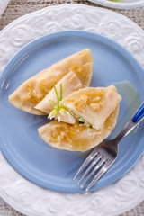 pierogi with wild garlic filling