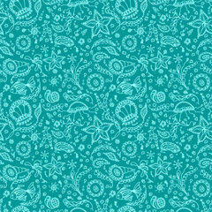 Seamless pattern or background with abstract marine world