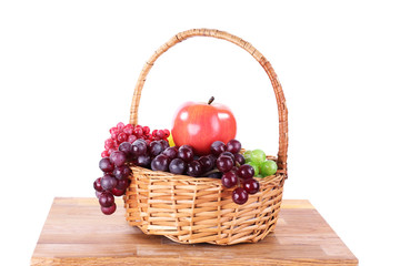 Wicker basket with fruits,