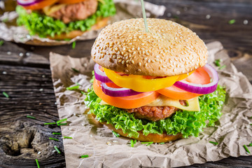 Two burgers made ​​from fresh vegetables