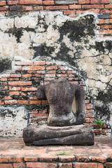 Ruins of ancient broken buddha at Ayuttaya, Thailand