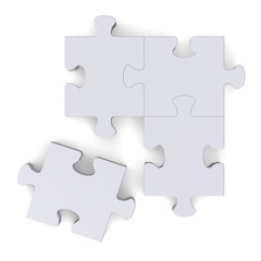 3d puzzle with missing piece on white, top view