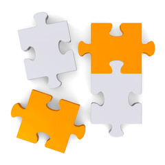 Obraz premium 3d puzzle with missing pieces on white, top view