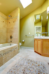 Bathroom with tile and stone trim