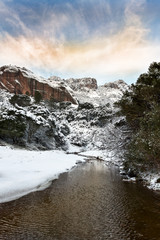 Esterel mountains under snow,  Var department, France