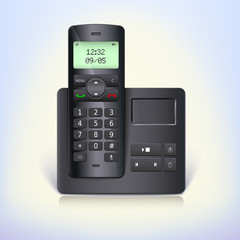 Wireless telephone phone with answering machine and base on a