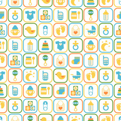 Seamless pattern of baby icons