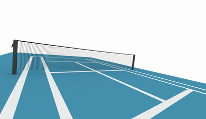 Blue tennis court isolated on white