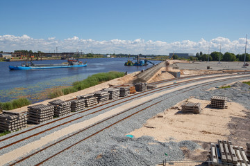 Fototapeta na wymiar the construction of new railroads