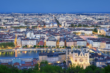 City of Lyon by night