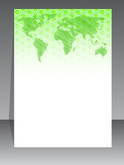 Simplistic brochure design with green pattern and map