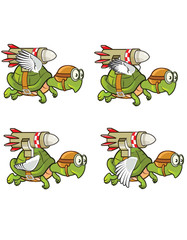 Naklejka premium Flying Turtle with Rocket