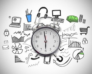 Composite image of alarm clock