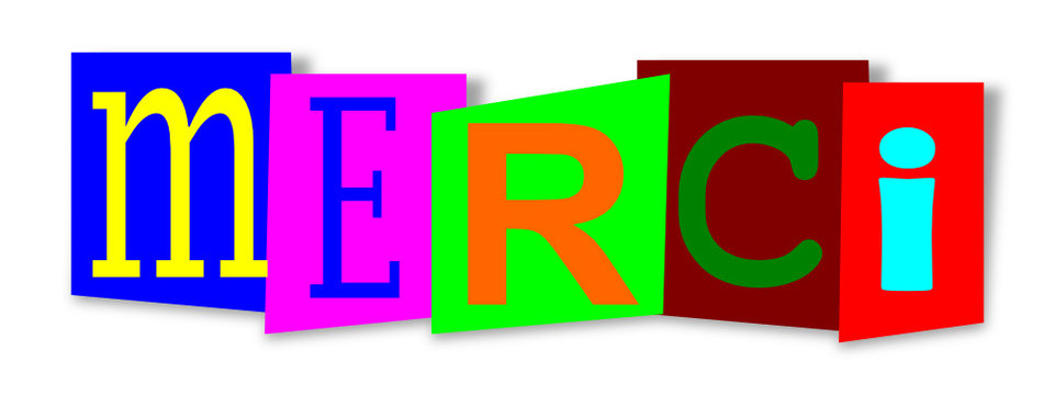 Colourful inscription on colored substrates  - merci - vector