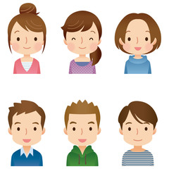 顔　セット　若い男女　夫婦