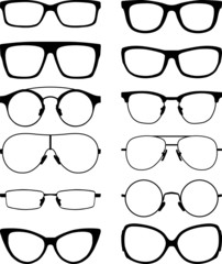 set of vector glasses on white background