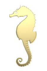realistic 3d render of golden seahorse