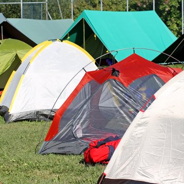 tents in a soccer field