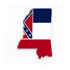 Three-dimensional map of Mississippi. USA.