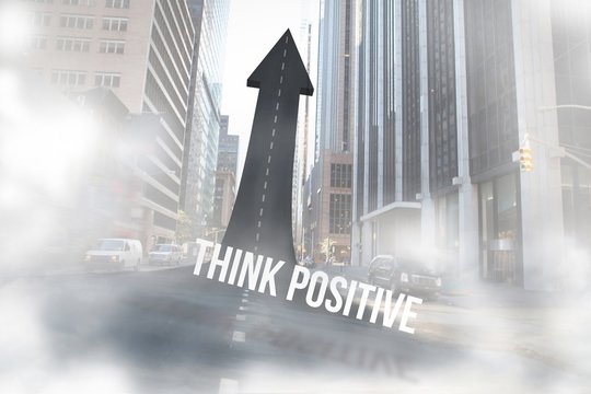 Think positive against road turning into arrow