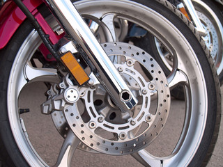 Motorcycle wheel brake background in motorbike, motorcycle wheel