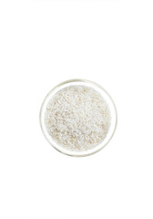 thai white rice in cup on white background