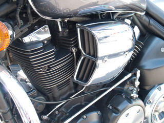 Obraz premium Shiny chrome plated motorcycle engine