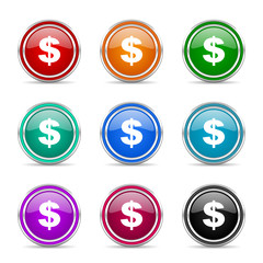 us dollar icon vector set