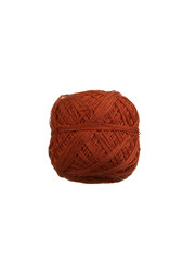 light brown yarn ball on white background