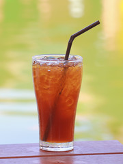 glass of iced  lemon tea