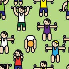 Gym (men with dumbbells)seamless