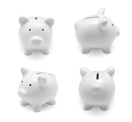 Set of piggy bank isolated on white background