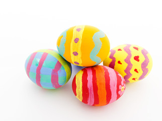 Colourful painted easter egg isolated on white