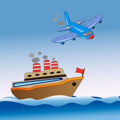 boat and airplane