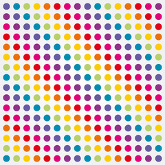 colorful background composed of rainbow polka dots
