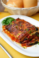 Baked  Aubergine with mozzarella and tomatoes