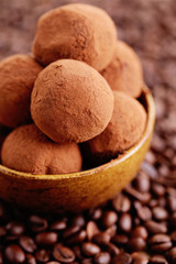 pralines with coffee