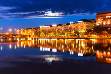 Fototapeta na wymiar Night scenery of Helsinki, Finland