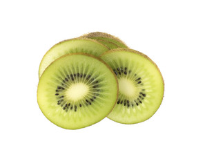 Fototapeta premium Sliced juicy kiwi fruit isolated on white background
