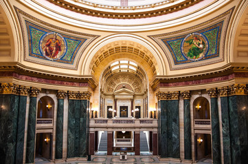 Interior of the dome of the Wisconsin State Capitol building in