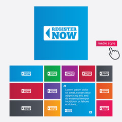 Register now sign icon. Join button symbol.