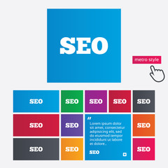 SEO sign icon. Search Engine Optimization symbol.