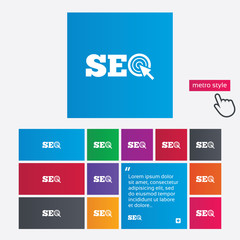 SEO sign icon. Search Engine Optimization symbol.
