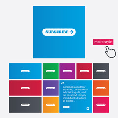 Subscribe with arrow sign icon. Membership symbol