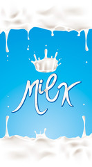 Milk label with splash