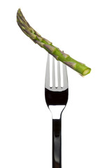 Asparagus tip on fork
