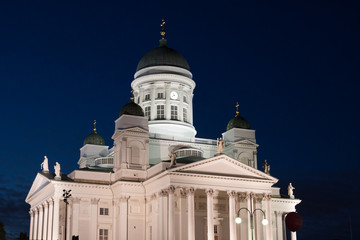 Beautiful Finnish capital Helsinki summer skyline view with sain