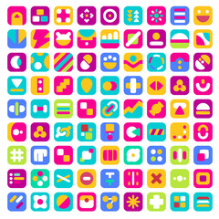 Set of colorful abstract flat icons for mobile app and web