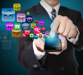 Use finger touch smart phone for serach website